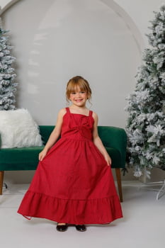 VESTIDO INFANTIL MARIAS MIDI ESTAMPADO VERMELHO - 823558