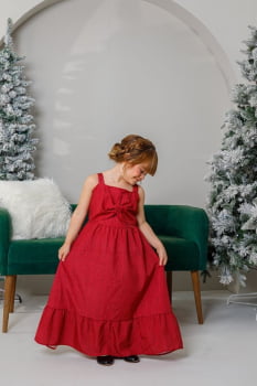 VESTIDO INFANTIL MARIAS MIDI ESTAMPADO VERMELHO - 823558