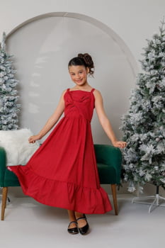 VESTIDO INFANTIL MARIAS MIDI ESTAMPADO VERMELHO - 823558