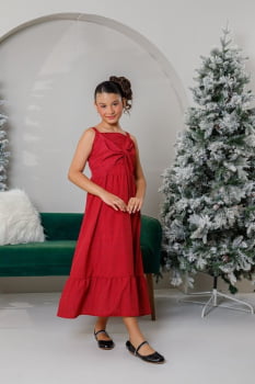 VESTIDO INFANTIL MARIAS MIDI ESTAMPADO VERMELHO - 823558