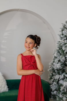 VESTIDO INFANTIL MARIAS MIDI ESTAMPADO VERMELHO - 823558