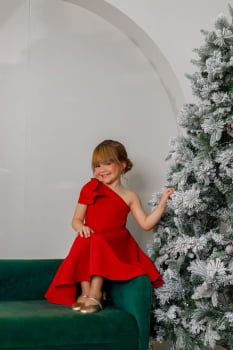 VESTIDO INFANTIL MARIAS VERMELHO COM LAÇO - 823552