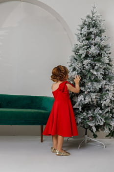 VESTIDO INFANTIL MARIAS VERMELHO COM LAÇO - 823552