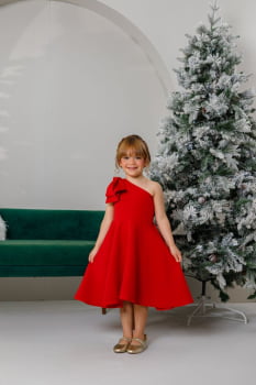 VESTIDO INFANTIL MARIAS VERMELHO COM LAÇO - 823552