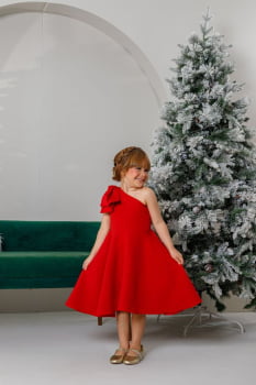 VESTIDO INFANTIL MARIAS VERMELHO COM LAÇO - 823552