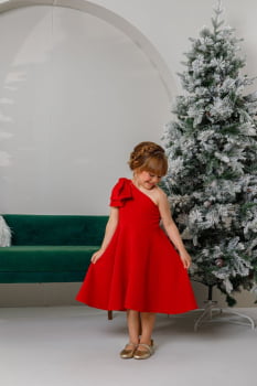 VESTIDO INFANTIL MARIAS VERMELHO COM LAÇO - 823552
