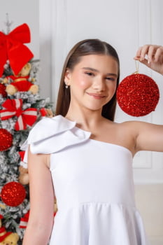 VESTIDO INFANTIL MARIAS VERMELHO COM LAÇO - 823552