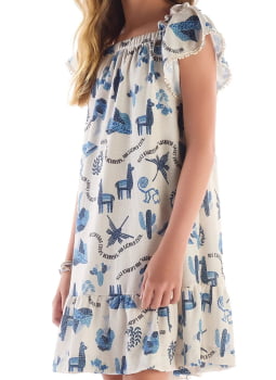 VESTIDO INFANTIL MENINA ANJO COM ESTAMPA ROTATIVA - 4100064