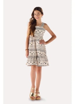 VESTIDO INFANTIL MENINA ANJO ESTAMPADO MALHA TEXTURIZADA - 4100063
