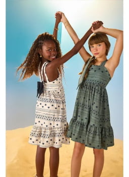 VESTIDO INFANTIL MENINA ANJO ESTAMPADO MALHA TEXTURIZADA - 4100063