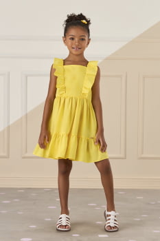VESTIDO INFANTIL MON SUCRÉ AMARELO COM BORDADO - 51133125100