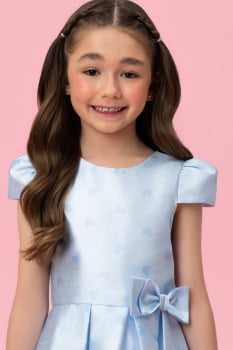 VESTIDO INFANTIL MON SUCRÉ AZUL COM CORAÇÕES - 51133128426