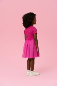 VESTIDO INFANTIL MON SUCRÉ EM CANELADO COM TULE - 51133128002