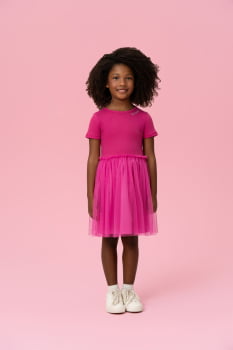 VESTIDO INFANTIL MON SUCRÉ EM CANELADO COM TULE - 51133128002 VESTIDO INFANTIL MON SUCRÉ EM CANELADO COM TULE - 51133128002