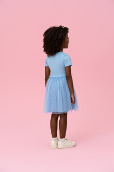 VESTIDO INFANTIL MON SUCRÉ EM CANELADO COM TULE - 51133128002