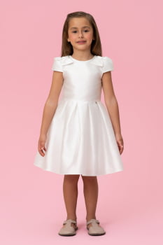VESTIDO INFANTIL MON SUCRÉ EM SHANTUNG OFF WHITE - 51133128270