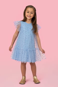 VESTIDO INFANTIL MON SUCRÉ EM TULE COM CORAÇÕES EM VELUDO - 51133128216