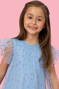 VESTIDO INFANTIL MON SUCRÉ EM TULE COM CORAÇÕES EM VELUDO - 51133128216