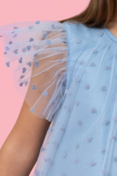 VESTIDO INFANTIL MON SUCRÉ EM TULE COM CORAÇÕES EM VELUDO - 51133128216