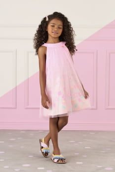 VESTIDO INFANTIL MON SUCRÉ EM TULE COM ESTAMPA DE FLORES - 51133125350