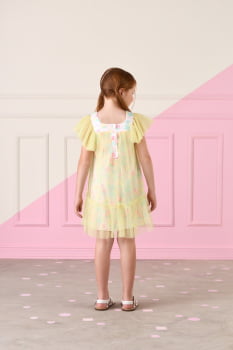 VESTIDO INFANTIL MON SUCRÉ EM TULE COM ESTAMPA DE MARGARIDAS - 51133125368