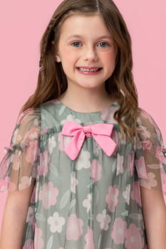 VESTIDO INFANTIL MON SUCRÉ EM TULE ESTAMPADO - 51133128096