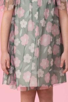 VESTIDO INFANTIL MON SUCRÉ EM TULE ESTAMPADO - 51133128096