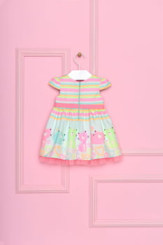 VESTIDO INFANTIL MON SUCRÉ ESTAMPA COLORIDA COM TULE - 51193125054