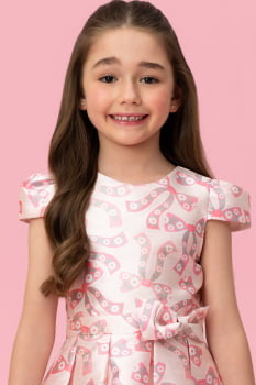 VESTIDO INFANTIL MON SUCRÉ ESTAMPA LAÇOS E FLORES - 51133128268