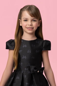 VESTIDO INFANTIL MON SUCRÉ PRETO COM LAÇOS - 51133128420