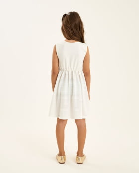 VESTIDO INFANTIL ONDA MARINHA EM COTTON E MEIA MALHA TRABALHADA - 1254073