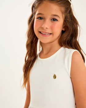 VESTIDO INFANTIL ONDA MARINHA EM COTTON E MEIA MALHA TRABALHADA - 1254073