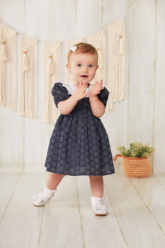 VESTIDO INFANTIL SERENA BABY EM BORDERY AZUL - 1271330