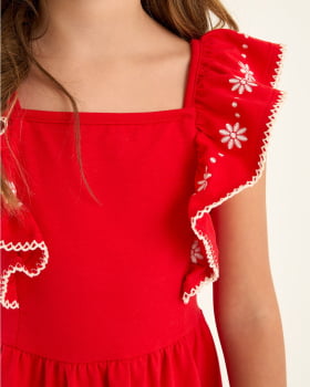 VESTIDO INFANTIL SOMNII EM COTTON COM FLORES - 3254049