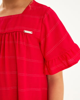 VESTIDO INFANTIL SOMNII EM TECIDO MAQUINETADO - 3254057