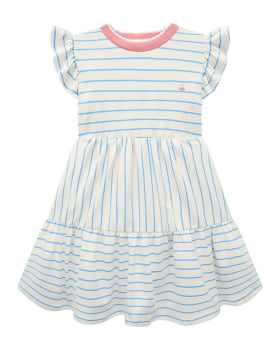 VESTIDO INFANTIL SOMNII MARIAS EM COTTON LISTRADO FIO TINTO - 3243061