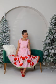 VESTIDO INFANTIL MARIAS MIDI COM ESTAMPA FLORAL - 823556