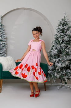 VESTIDO INFANTIL MARIAS MIDI COM ESTAMPA FLORAL - 823556