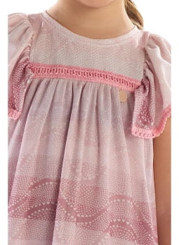 VESTIDO INFATIL KIKI TEXTURIZADO COM TULE E RENDA - 2100188