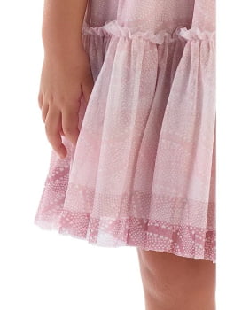 VESTIDO INFATIL KIKI TEXTURIZADO COM TULE E RENDA - 2100188