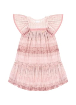VESTIDO INFATIL KIKI TEXTURIZADO COM TULE E RENDA - 2100188