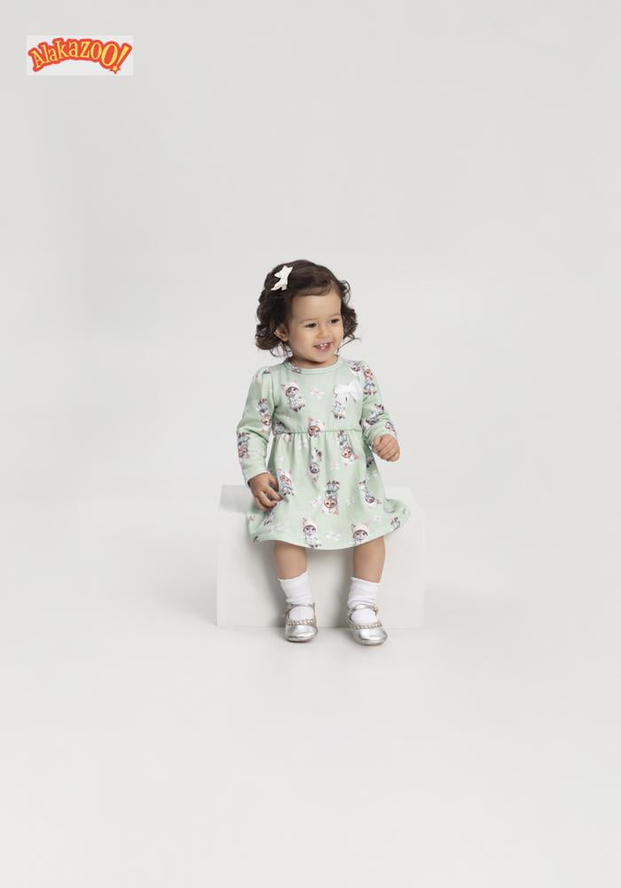VESTIDO INFANTIL ALAKAZOO COM FELPADO E ESTAMPA DE GATINHA - 65280