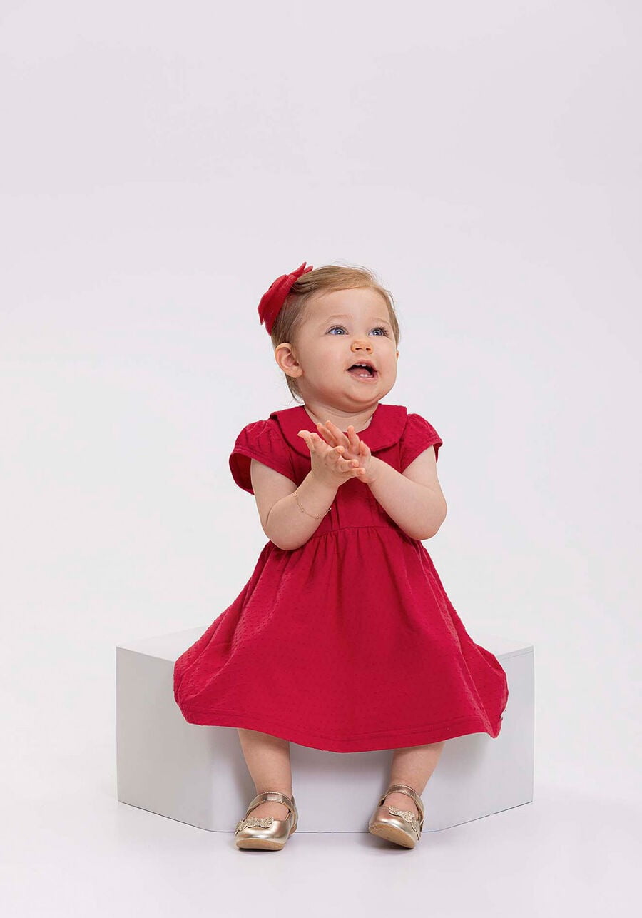 VESTIDO INFANTIL ALAKAZOO EM MALHA TEXTURIZADA COM GOLA - 46141