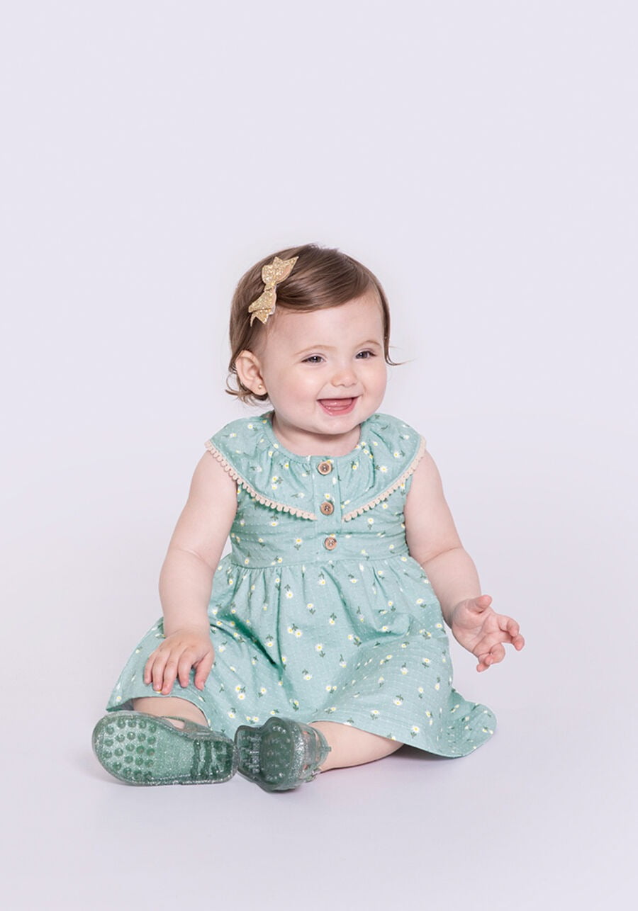 VESTIDO INFANTIL ALAKAZOO EM TECIDO TEXTURIZADO COM ESTAMPA DE FLORES - 39442