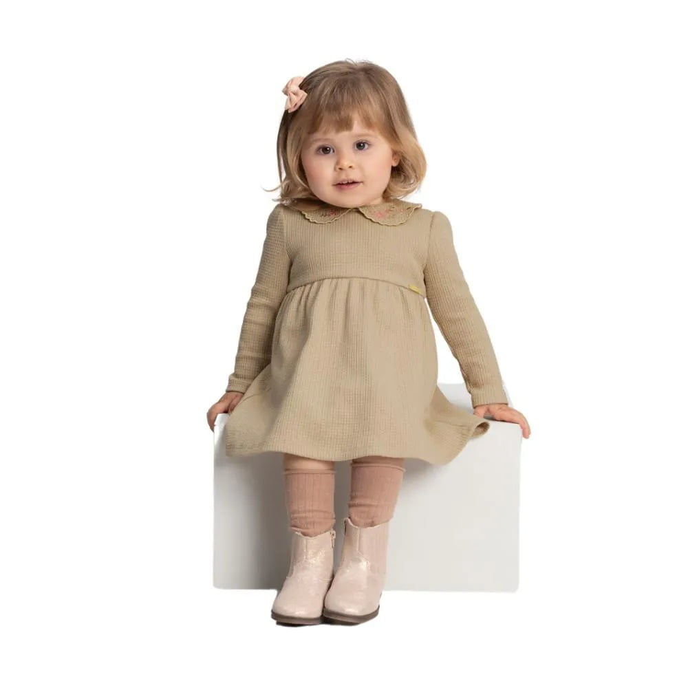 VESTIDO INFANTIL ALAKAZOO MANGA LONGA MALHA EM TEXTURA - 65279