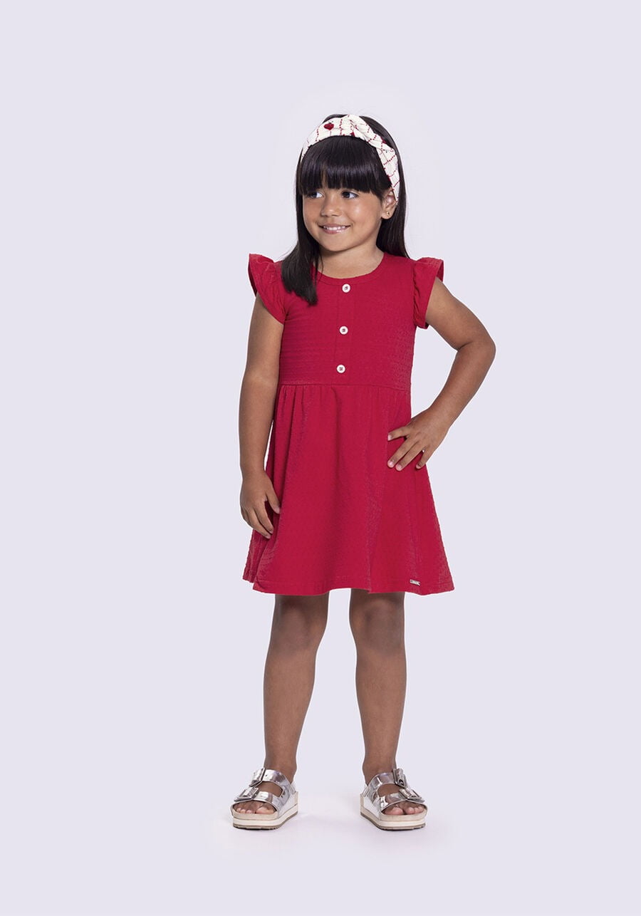 VESTIDO INFANTIL ALAKAZOO TEXTURIZADA COM BOTÕES - 37591