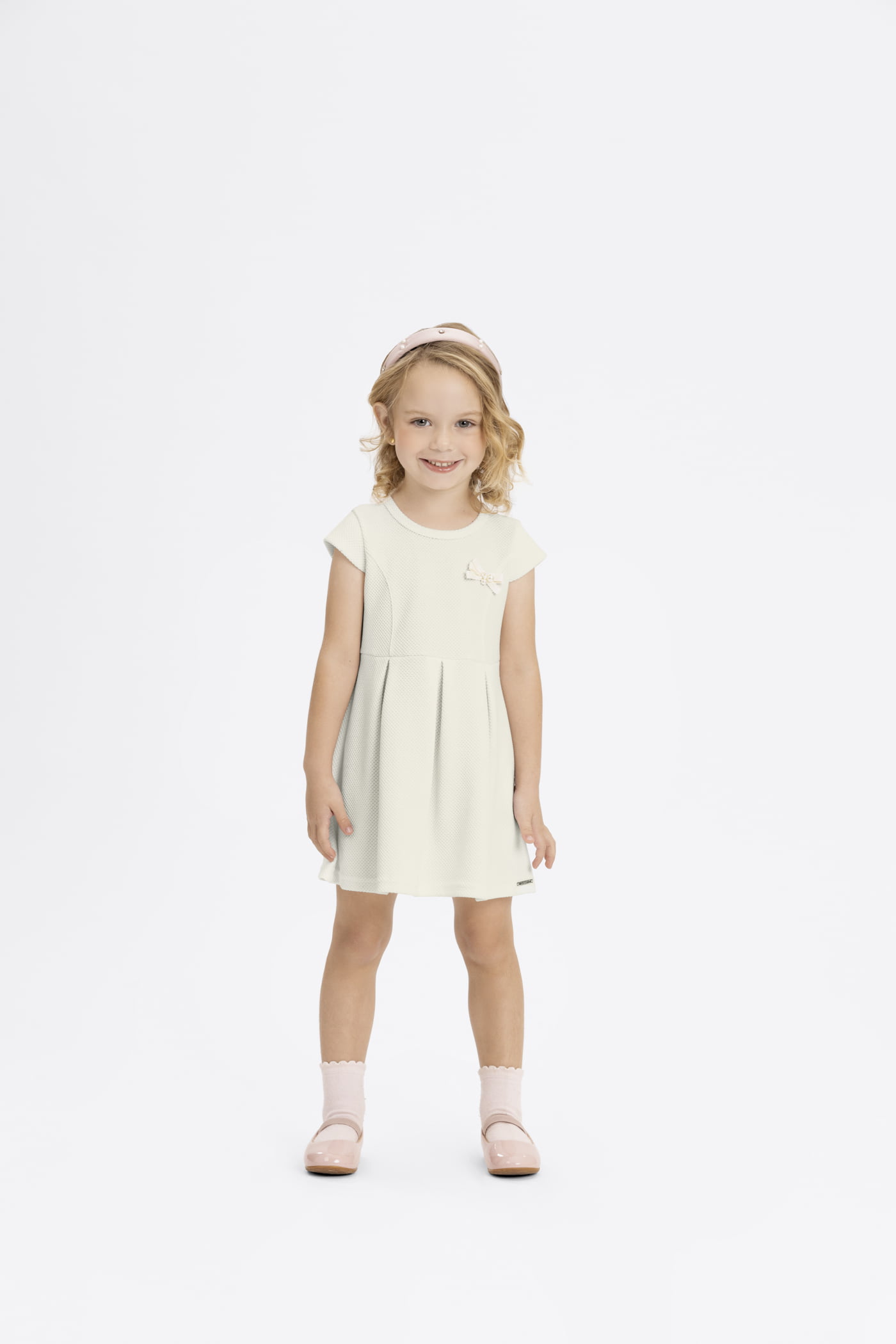 VESTIDO INFANTIL ALAKAZOO TEXTURIZADO COM APLICAÇÃO DE PÉROLAS - A5306