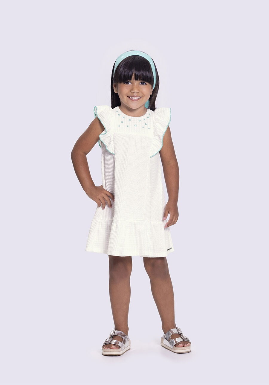 VESTIDO INFANTIL ALAKAZOO TEXTURIZADO COM BORDADO - 37299