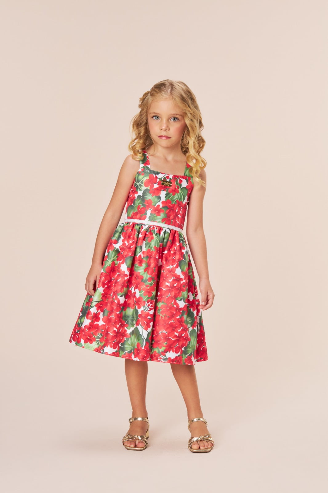 VESTIDO INFANTIL  BAMBOLLINA COM ESTAMPA DE FLORES VERMELHO - 1107130