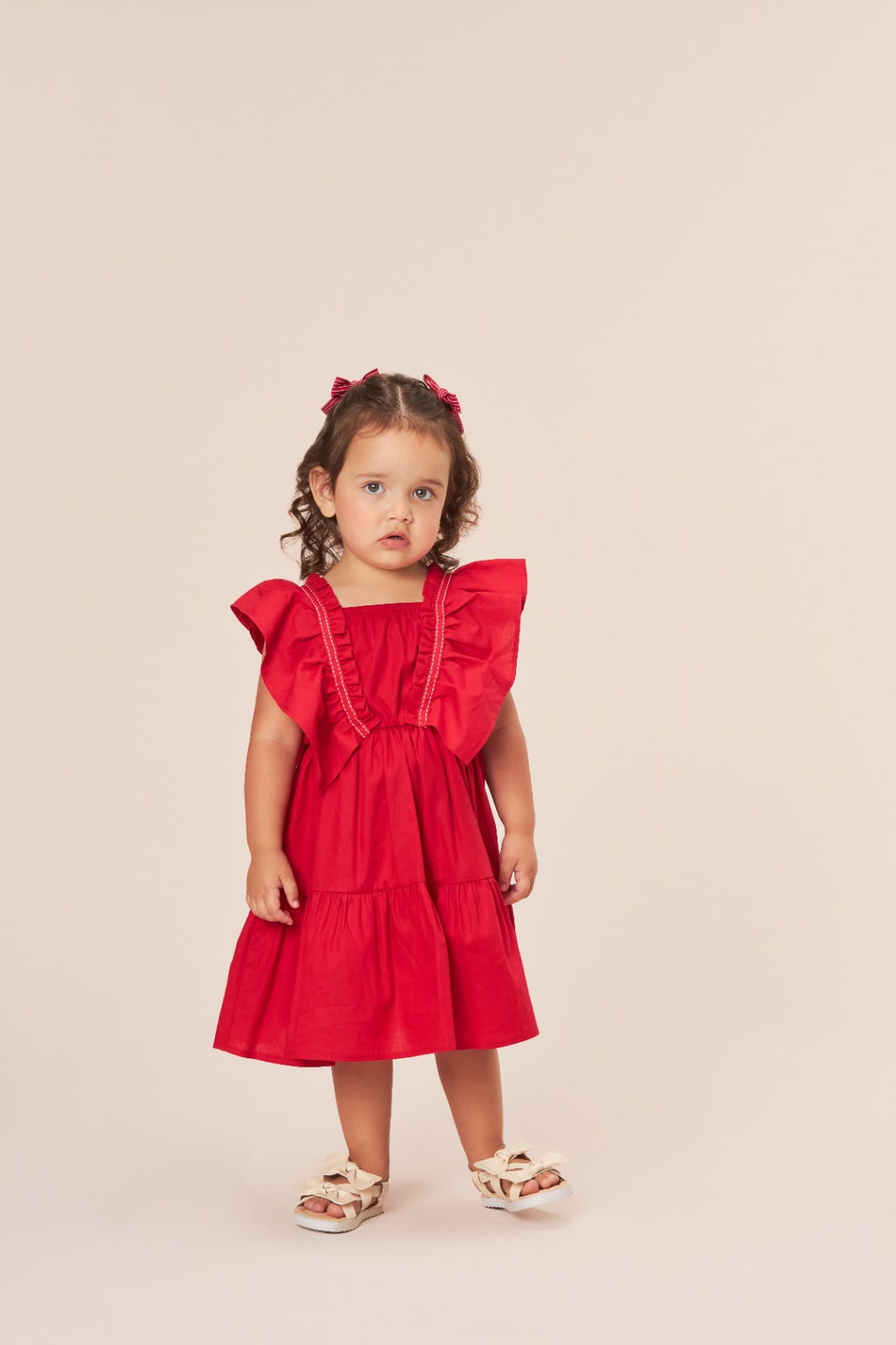 VESTIDO INFANTIL BAMBOLLINA EM TRICOLLINE VERMELHO - 1090230